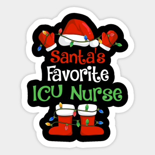 Santa's Favorite ICU Nurse Funny Christmas Pajamas Sticker